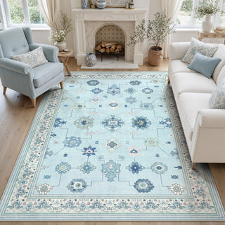 5x7/8x10/9x12 Boho Washable Area Rug, Farmhouse Vintage Ultra Thin Indoor Non-Slip Carpet for Living Room, Oeko-Tex Certified