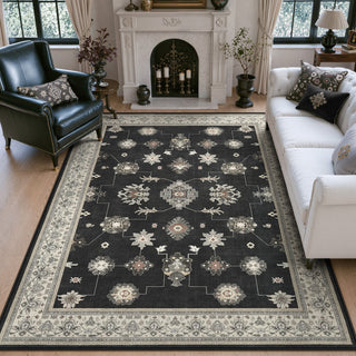 5x7/8x10/9x12 Boho Washable Area Rug, Farmhouse Vintage Ultra Thin Indoor Non-Slip Carpet for Living Room, Oeko-Tex Certified