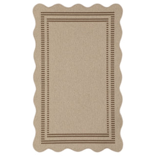 2x6/3x5/5x7 Scalloped Easy Jute Area Rugs, Tan/Checkered Washable Hallway Runner Non Slip Carpet, Oeko-Tex Certified