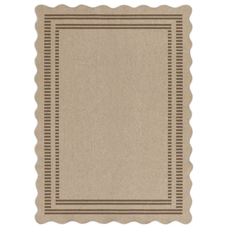2x6/3x5/5x7 Scalloped Easy Jute Area Rugs, Tan/Checkered Washable Hallway Runner Non Slip Carpet, Oeko-Tex Certified