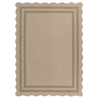 2x6/3x5/5x7 Scalloped Easy Jute Area Rugs, Tan/Checkered Washable Hallway Runner Non Slip Carpet, Oeko-Tex Certified