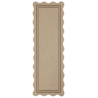 2x6/3x5/5x7 Scalloped Easy Jute Area Rugs, Tan/Checkered Washable Hallway Runner Non Slip Carpet, Oeko-Tex Certified