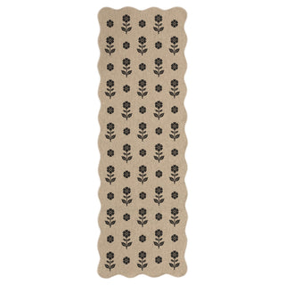 2x6/3x5 Floral Easy Jute Hallway Runner Rug, Scalloped Kitchen Runner Rug Non Skid Washable Indoor Carpet, Oeko-Tex Certified