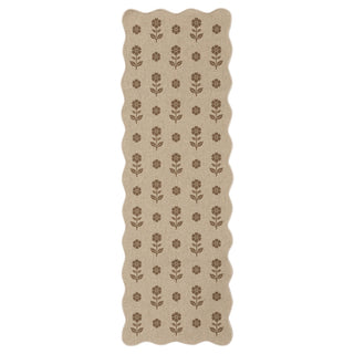 2x6/3x5 Floral Easy Jute Hallway Runner Rug, Scalloped Kitchen Runner Rug Non Skid Washable Indoor Carpet, Oeko-Tex Certified
