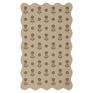 2x6/3x5 Floral Easy Jute Hallway Runner Rug, Scalloped Kitchen Runner Rug Non Skid Washable Indoor Carpet, Oeko-Tex Certified
