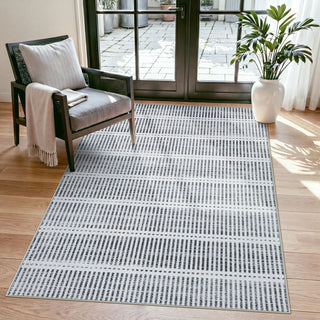3x5/5x7 Ultra Thin Washable Area Rugs, Modern Non-Slip Striped Farmhouse Soft Indoor Carpet for Bedside Living Room, Oeko-Tex Certified
