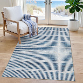 3x5/5x7 Ultra Thin Washable Area Rugs, Modern Non-Slip Striped Farmhouse Soft Indoor Carpet for Bedside Living Room, Oeko-Tex Certified