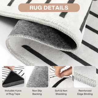 5x7/8x10 Machine Washable Area Rug, Modern Geometric Non-Slip Low Pile Indoor Carpet for Living Room, Oeko-Tex Certified