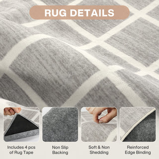 5x7/8x10 Modern Plaid Area Rug, Checkered Washable Rug Soft Non-Slip Ultra Thin Throw Carpet for Living Room, Oeko-Tex Certified