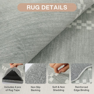 5x7/8x10 Scalloped Washable Area Rugs, Soft Geometric Non-Slip Indoor Rug for Living Room Bedroom, Oeko-Tex Certified