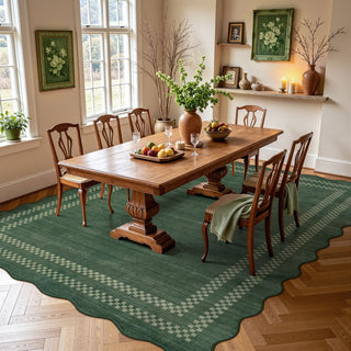 5x7/8x10 Scalloped Washable Area Rugs, Soft Geometric Non-Slip Indoor Rug for Living Room Bedroom, Oeko-Tex Certified